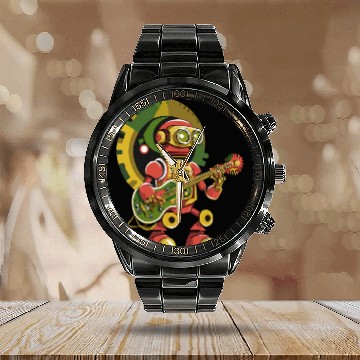 Discover Steampunk Reggae Robot Playing Guitar Calendar Steel Band Watch