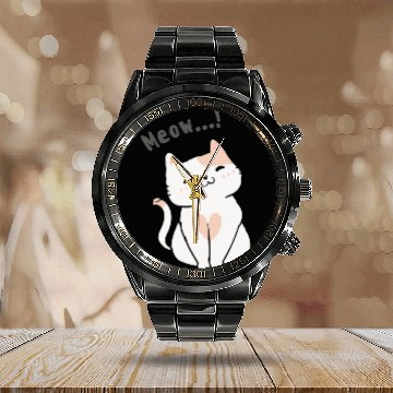 Discover Meow....))) Calendar Steel Band Watch