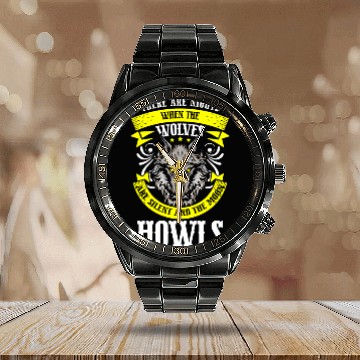Discover Wolf Pack Wilderness Alpha Calendar Steel Band Watch