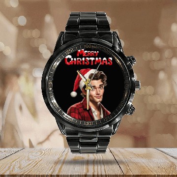 Discover Merry Christmas Nice Cute Attractive Handsome Man Calendar Steel Band Watch