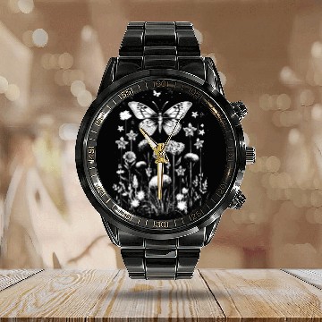 Discover Fairycore cottagecore aesthetic grunge flowers Calendar Steel Band Watch