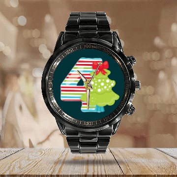 Discover 4th Christmas Tree Present - Number Four Calendar Steel Band Watch
