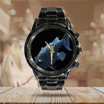 Discover Diamond Fish Calendar Steel Band Watch