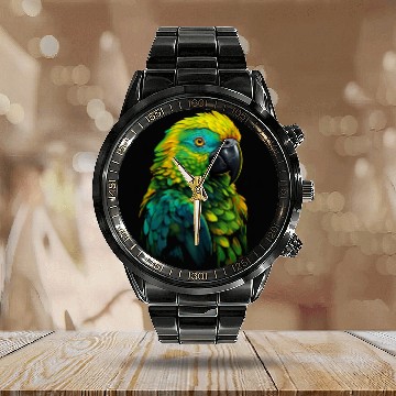 Discover Macaw Parrot for a Bird Lover Animal Lover Calendar Steel Band Watch