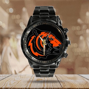 Discover Colorful Tiger Head Calendar Steel Band Watch