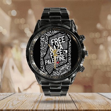 Discover free palestine support palestine Calendar Steel Band Watch