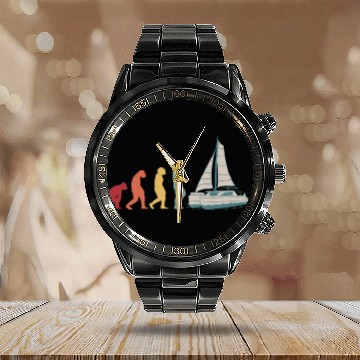 Discover Catamaran-Sailing Yachting-Sailor Evolution Calendar Steel Band Watch