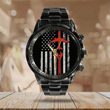 Discover Airplane Mechanic Aviation Technician Gift Calendar Steel Band Watch