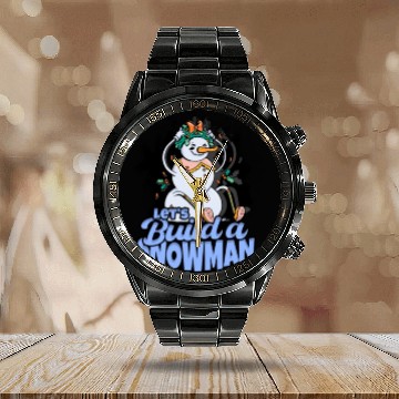 Discover Let's Build a Snowman - Snow Calendar Steel Band Watch