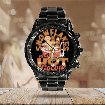 Discover Snowflakes and Hot Cocoa - Snow Calendar Steel Band Watch