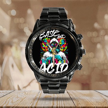 Discover Base and Acid Chemistry Calendar Steel Band Watch