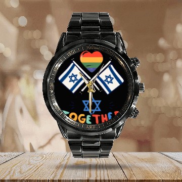 Discover LGBTQ community STANDS WITH ISRAEL Calendar Steel Band Watch