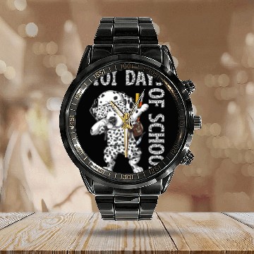Discover Dabbing 101 Days School Dalmatian Student Teacher Calendar Steel Band Watch