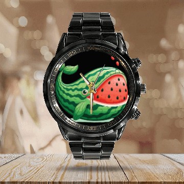 Discover Melon Whale Funny Animal Made Of Vegetables Calendar Steel Band Watch