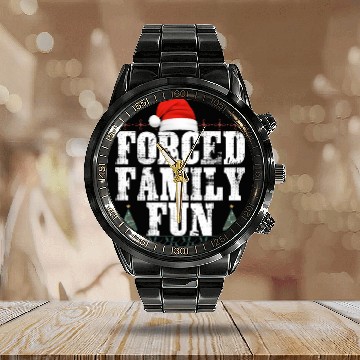 Discover forced family fun .christmas funny Calendar Steel Band Watch