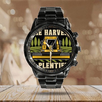 Discover The Harvest Is Plentiful Farming Combine Harvester Calendar Steel Band Watch