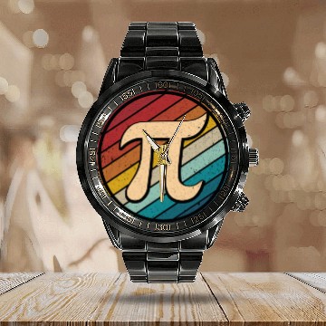 Discover Happy Pi Day Mathematic Math Teacher Vintage Retro Calendar Steel Band Watch