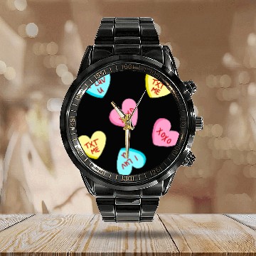 Discover Sweet Candy Hearts Valentines Day Calendar Steel Band Watch