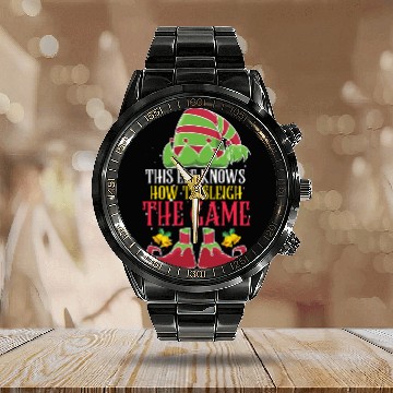 Discover Gamer This Elf knows How to Sleigh a Game Calendar Steel Band Watch