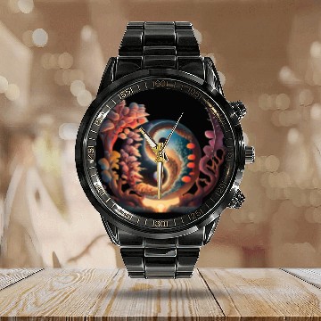 Discover Title Elemental Harmony Dance of Light Calendar Steel Band Watch