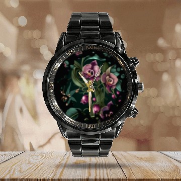 Discover Orchid Inspired Flower Plant Lover Funny Gardening Calendar Steel Band Watch