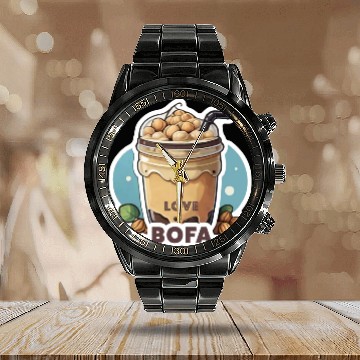 Discover Hazelnut Boba Bubble Tea - I love Bofa Deez Nuts Calendar Steel Band Watch