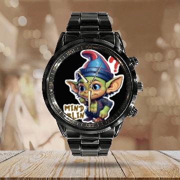 Discover Funny Green Goblin Monster - Mind Goblin Deez Nuts Calendar Steel Band Watch