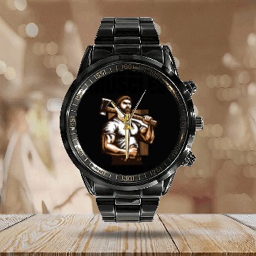 Discover Muscle-Forged Mastery: Lumberjack's Axe Throwing Calendar Steel Band Watch