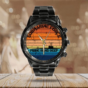 Discover Sunset Navy Submarine Force Pride Runs Deep Calendar Steel Band Watch