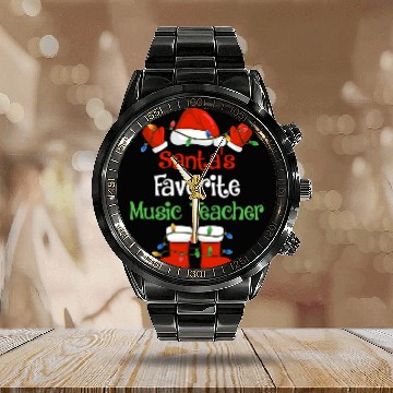Discover Santa's Favorite Music Teacher Funny Christmas Calendar Steel Band Watch