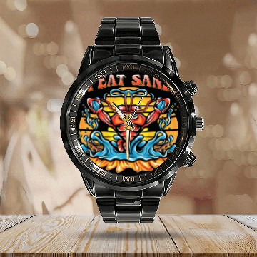 Discover I Eat Sand and Muscular Shrimp Calendar Steel Band Watch
