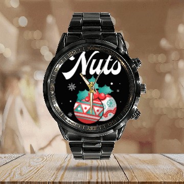 Discover Christmas Nuts Santa Snowflakes Candy Canes Winter Calendar Steel Band Watch