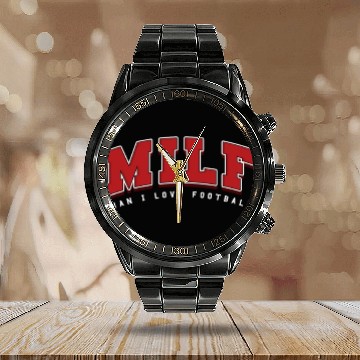 Discover Man I Love Football Calendar Steel Band Watch