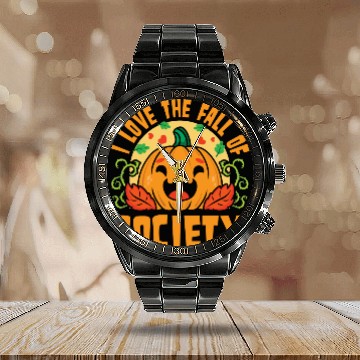Discover I Love The Fall Of Society Calendar Steel Band Watch