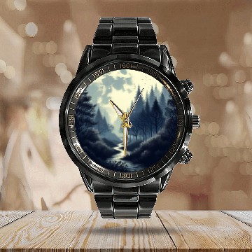 Discover Enchanted Forest - Great Christmas Gift! Calendar Steel Band Watch