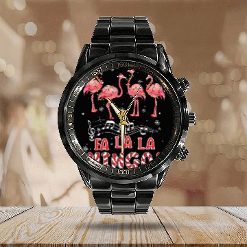 Discover Candy Cane Flamingoes Fa La La Mingo Flamingo Calendar Steel Band Watch