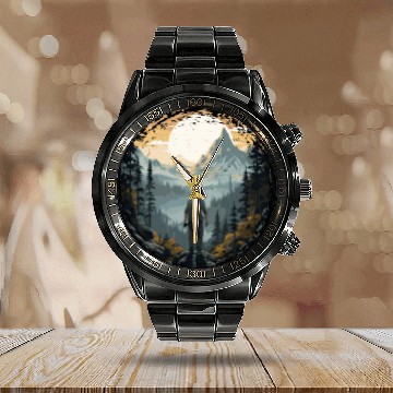Discover Forest nature trekking adventure Calendar Steel Band Watch
