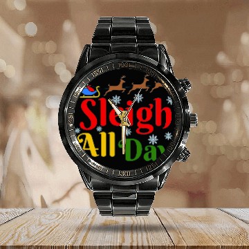 Discover Sleigh all Day, Christmas Calendar Steel Band Watch