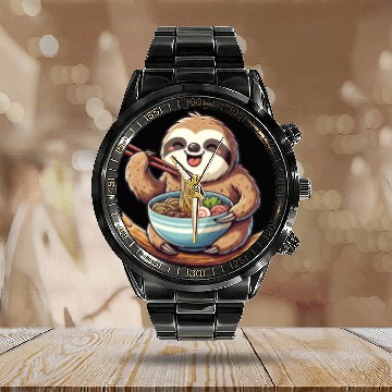 Discover Cute Sloth Eats Ramen Noodles Sloths Ramen Calendar Steel Band Watch