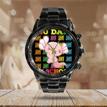 Discover 100 Days Of School Axolotl Teacher Calendar Steel Band Watch