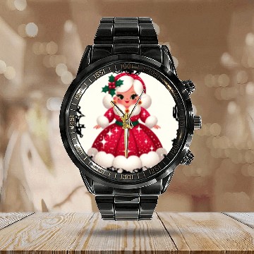 Discover Festive Sparkle: Season's Magic Unveiled Calendar Steel Band Watch