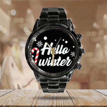 Discover Hello Winter Christmas Candy Canes Calendar Steel Band Watch