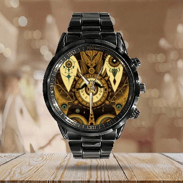 Discover Abstract New Age 1920s Steampunk Design Calendar Steel Band Watch
