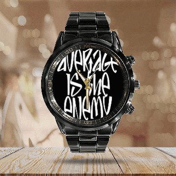 Discover Average Is The Enemy Training Workout Running Gym Calendar Steel Band Watch