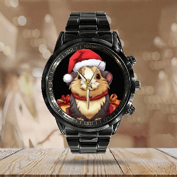 Discover Guinea pig Christmas Calendar Steel Band Watch