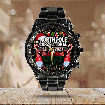 Discover North Pole Correctional Arson Christmas Calendar Steel Band Watch