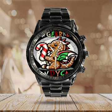Discover Gingerbread & Candy Cane - A Gingerbread Dragon Calendar Steel Band Watch