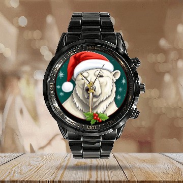Discover Polar bear Christmas Calendar Steel Band Watch