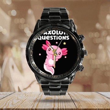 Discover I Axolotl Questions Axolotl funny Axolotl Retro Calendar Steel Band Watch