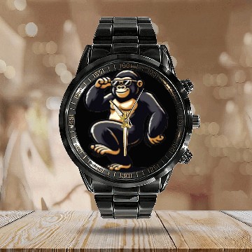 Discover Gorilla With Sunglasses Calendar Steel Band Watch